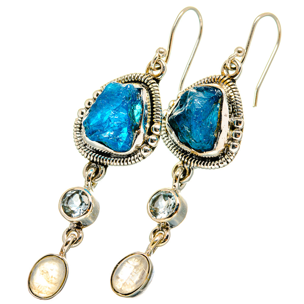 Apatite, Rainbow Moonstone, Blue Topaz Earrings handcrafted by Ana Silver Co - EARR421002
