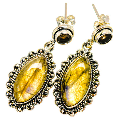Labradorite, Smoky Quartz Earrings handcrafted by Ana Silver Co - EARR421021