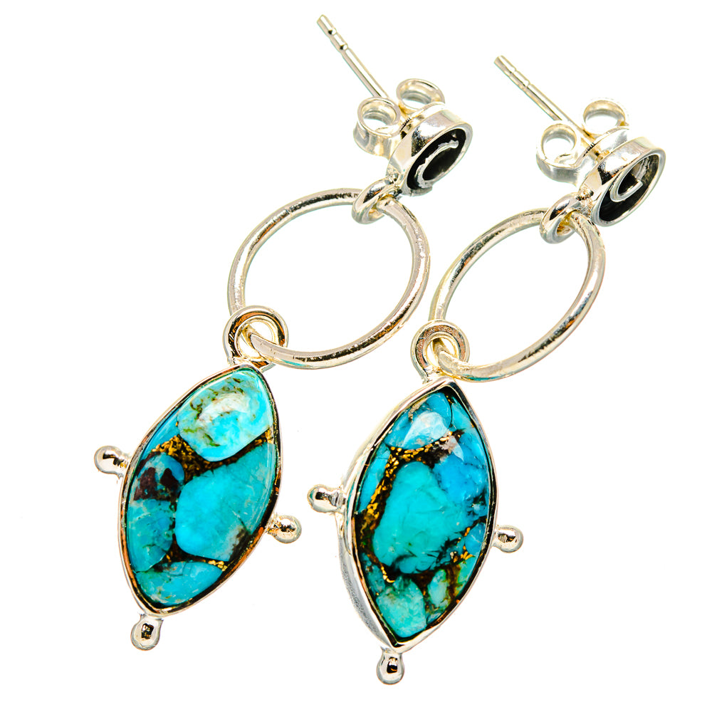 Blue Copper Composite Turquoise Earrings handcrafted by Ana Silver Co - EARR421022