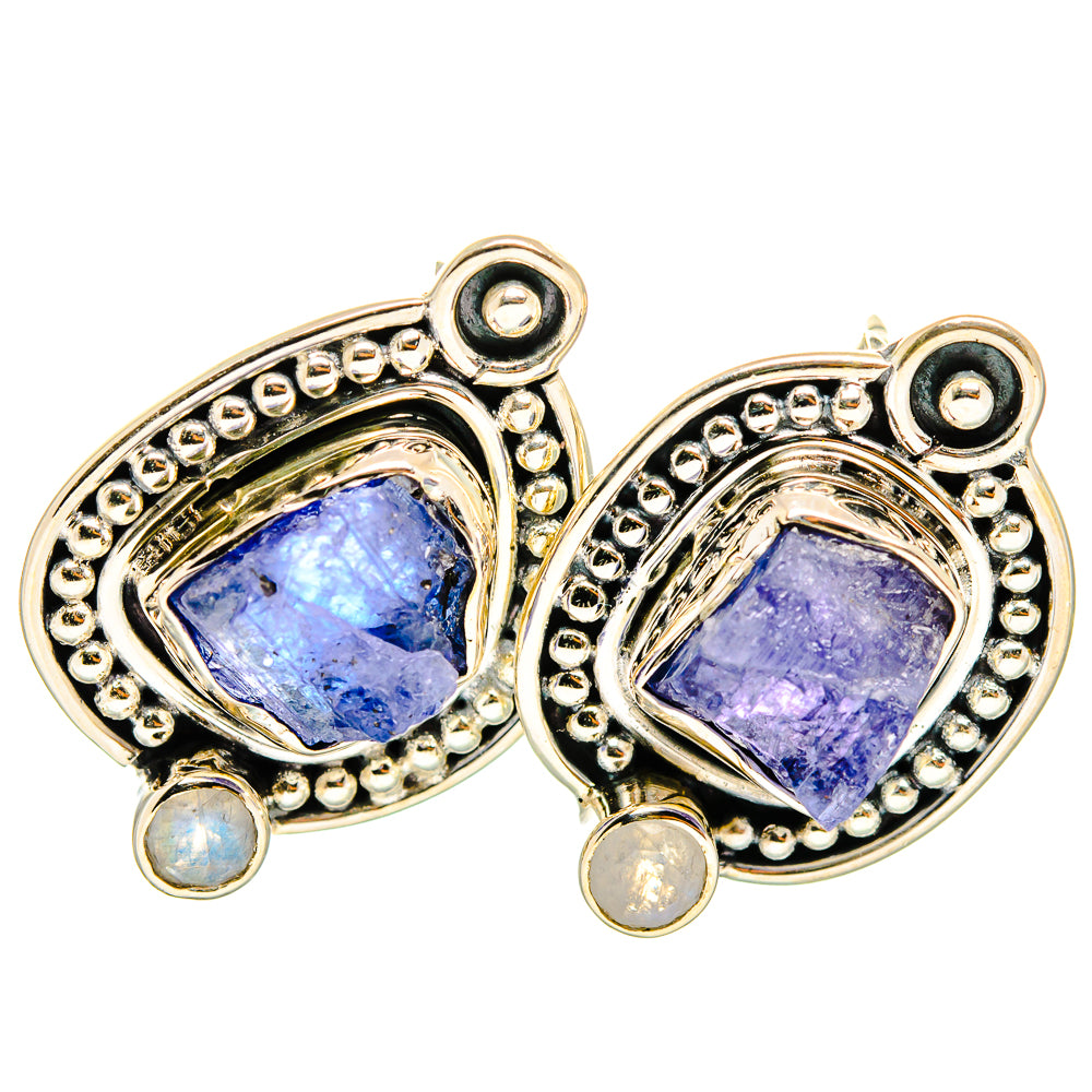 Tanzanite, Rainbow Moonstone Earrings handcrafted by Ana Silver Co - EARR421026