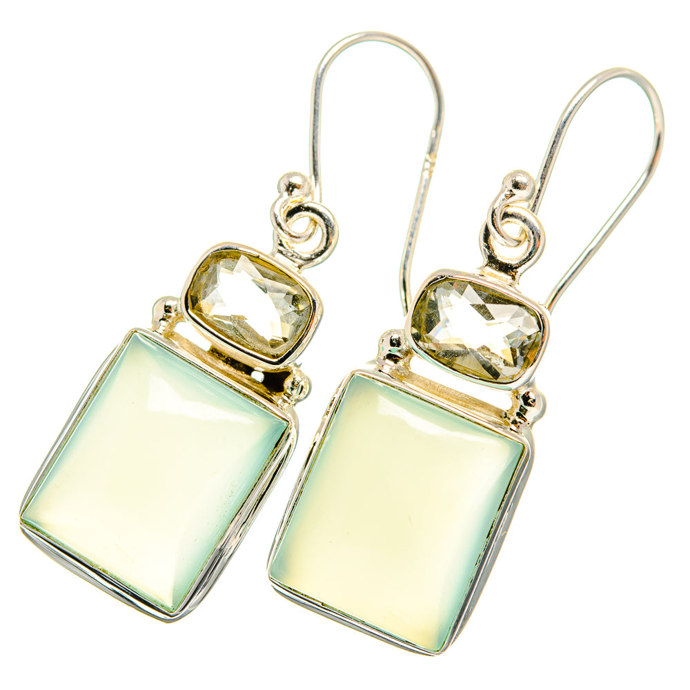 Aqua Chalcedony, White Quartz Earrings handcrafted by Ana Silver Co - EARR421038