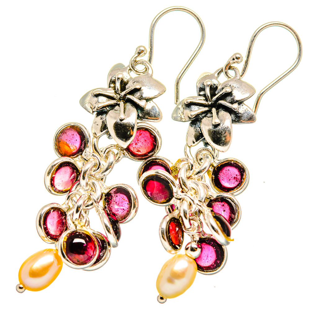 Garnet, Cultured Pearl Earrings handcrafted by Ana Silver Co - EARR421049