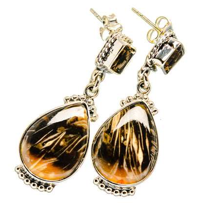 Peanut Wood Jasper, Smoky Quartz Earrings handcrafted by Ana Silver Co - EARR421056
