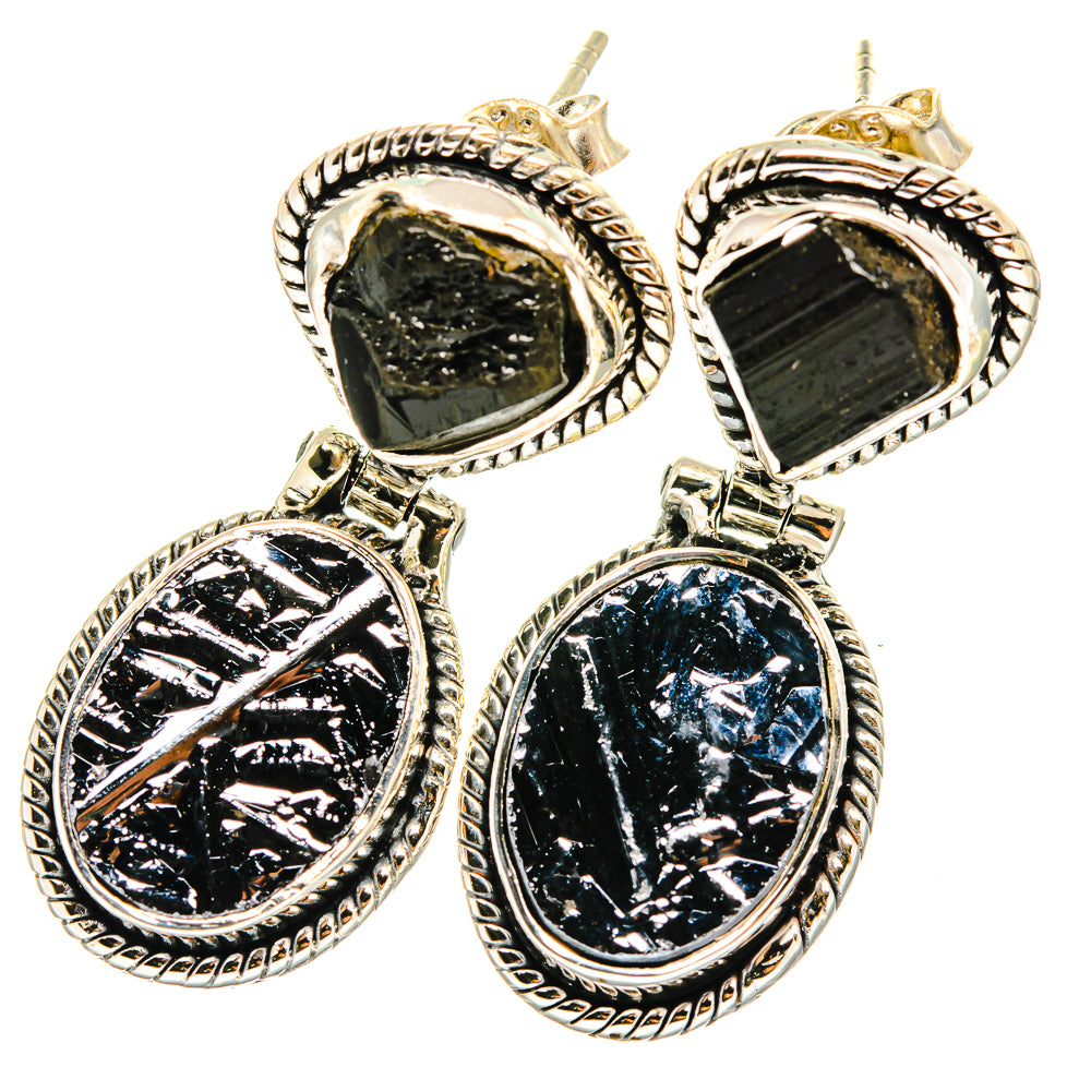 Shungite, Black Tourmaline Earrings handcrafted by Ana Silver Co - EARR421062