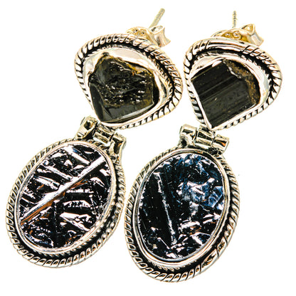 Shungite, Black Tourmaline Earrings handcrafted by Ana Silver Co - EARR421062