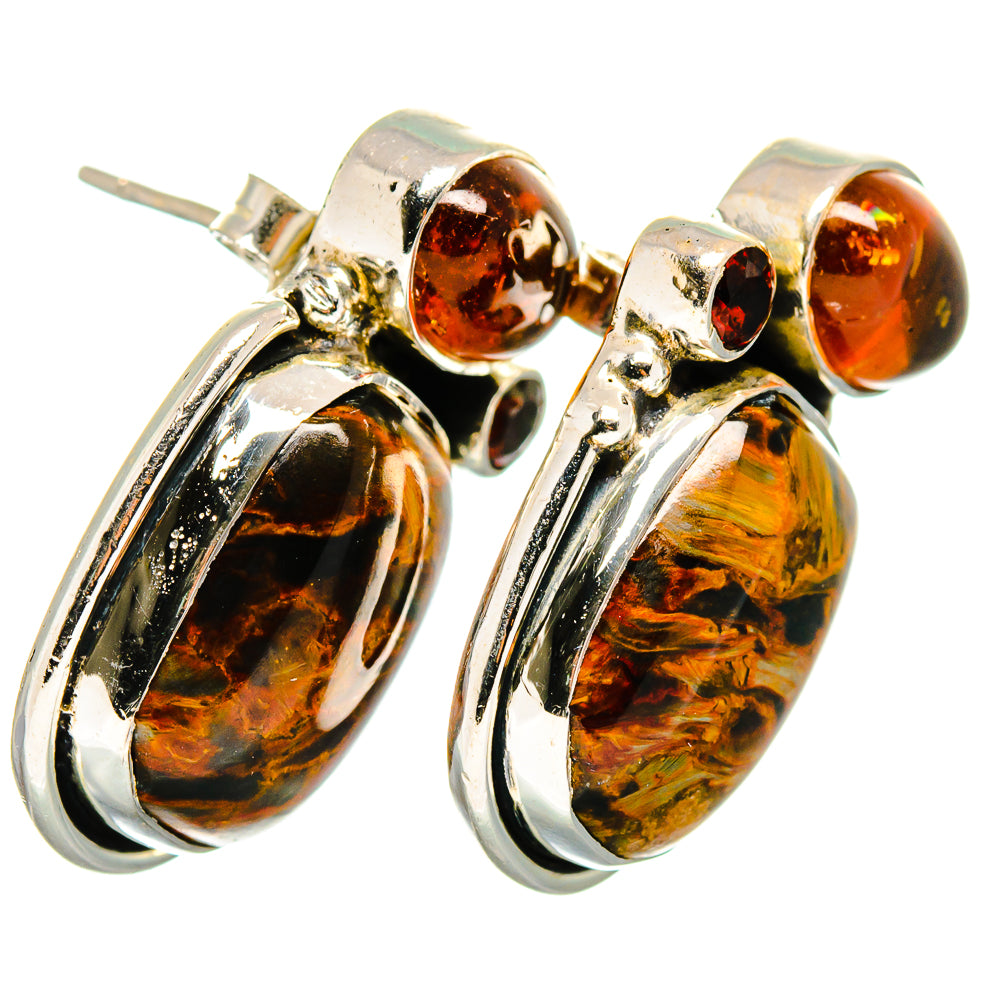 Golden Pietersite Earrings handcrafted by Ana Silver Co - EARR421078