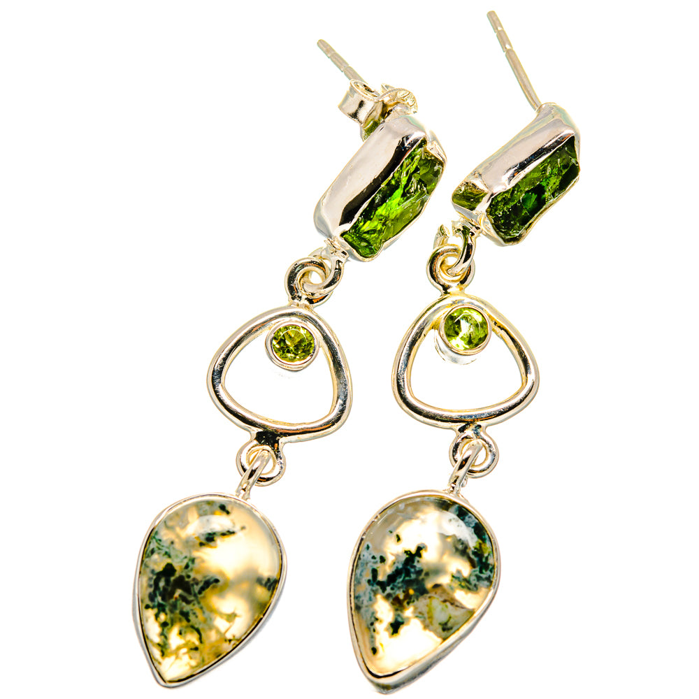 Green Moss Agate Earrings handcrafted by Ana Silver Co - EARR421083