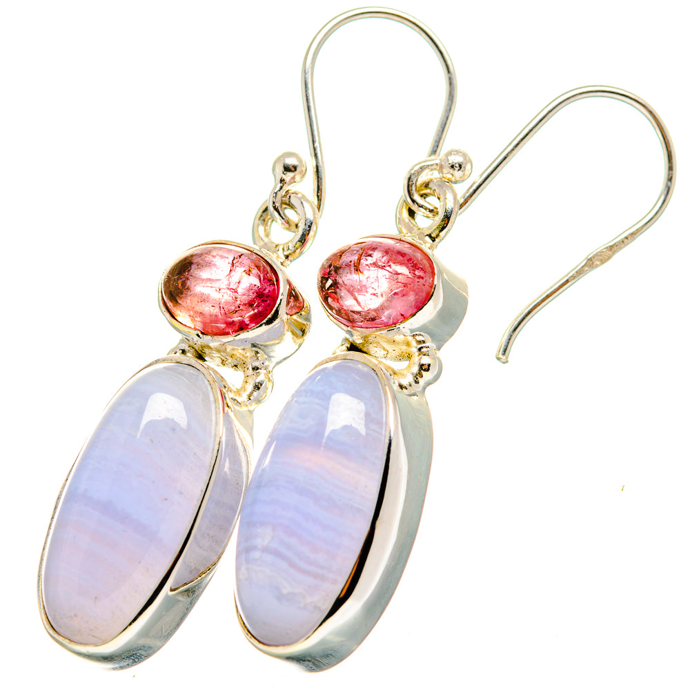 Blue Lace Agate Earrings handcrafted by Ana Silver Co - EARR421084