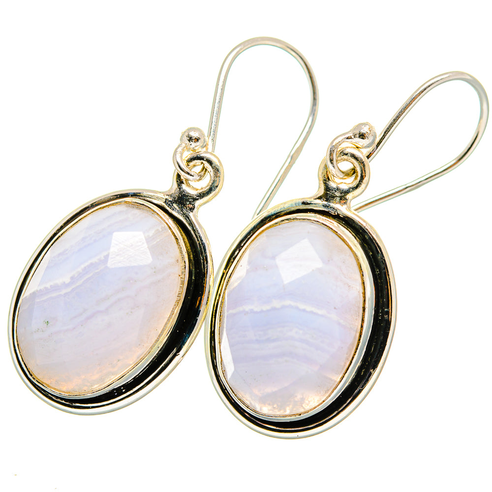 Blue Lace Agate Earrings handcrafted by Ana Silver Co - EARR421090