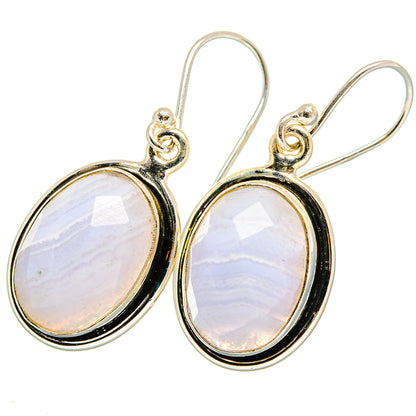 Blue Lace Agate Earrings handcrafted by Ana Silver Co - EARR421090
