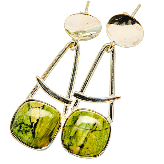 African Green Opal Earrings handcrafted by Ana Silver Co - EARR421093