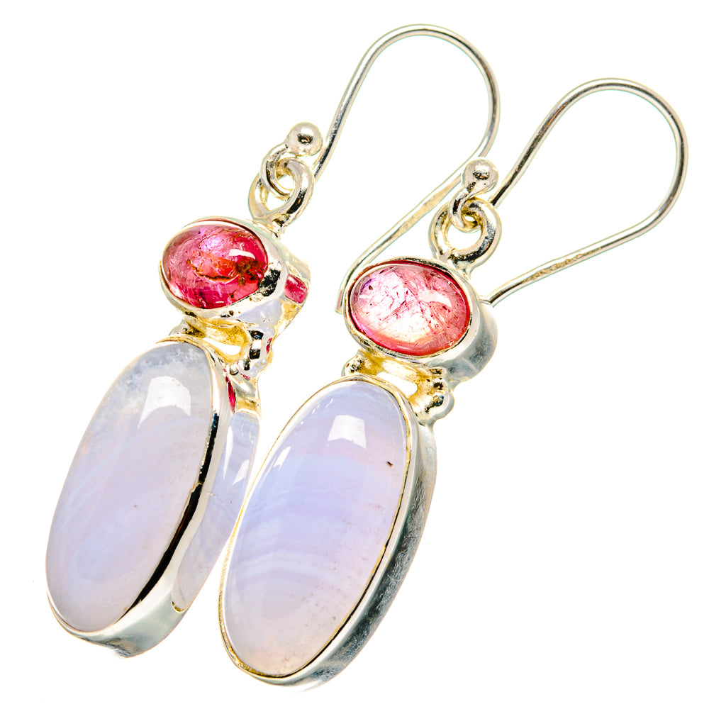 Blue Lace Agate Earrings handcrafted by Ana Silver Co - EARR421099