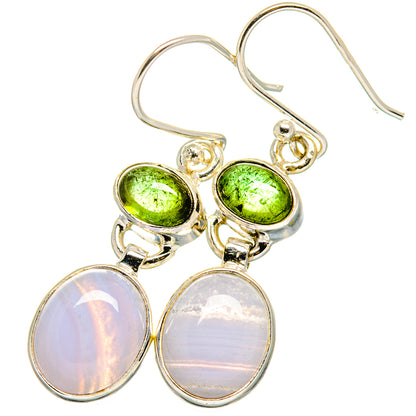 Blue Lace Agate, Peridot Earrings handcrafted by Ana Silver Co - EARR421110