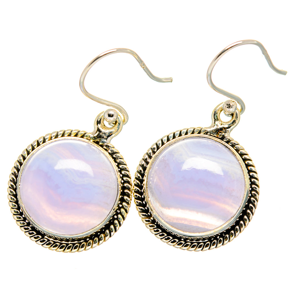Blue Lace Agate Earrings handcrafted by Ana Silver Co - EARR421111