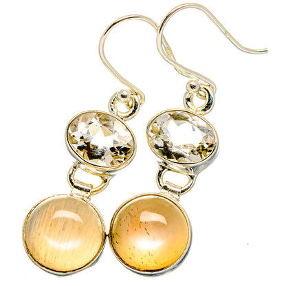 Moonstone, White Quartz Earrings handcrafted by Ana Silver Co - EARR421115