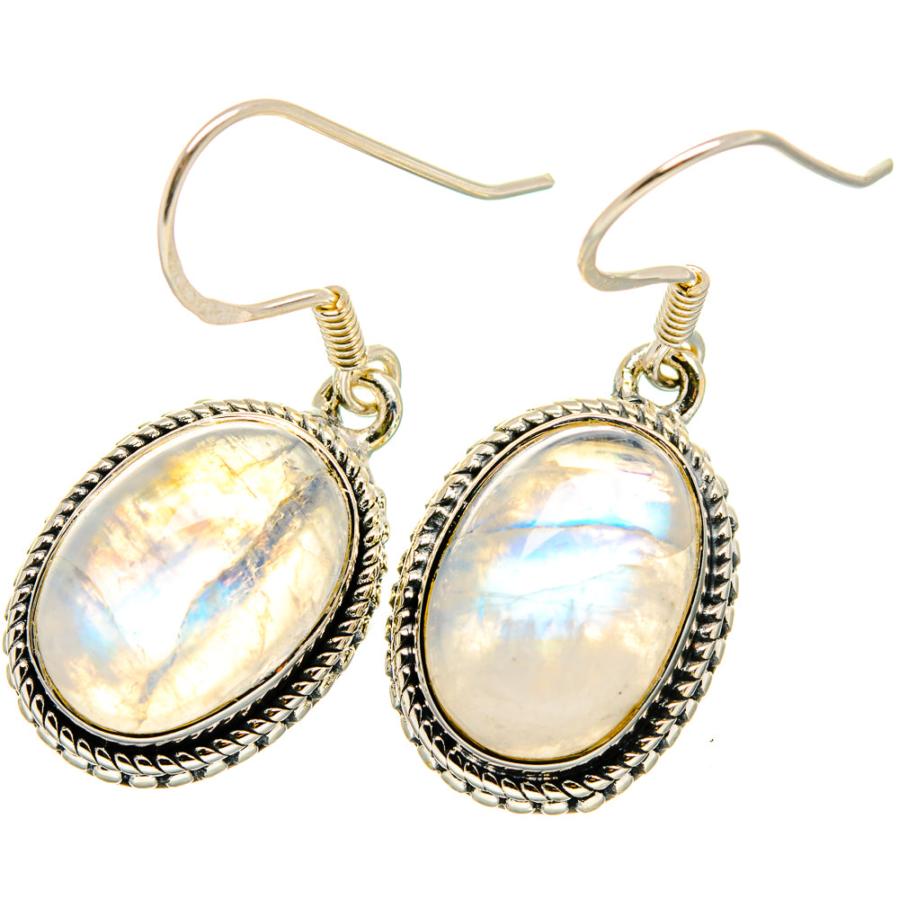 Rainbow Moonstone Earrings handcrafted by Ana Silver Co - EARR421118