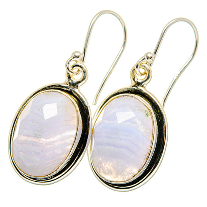 Blue Lace Agate Earrings handcrafted by Ana Silver Co - EARR421120