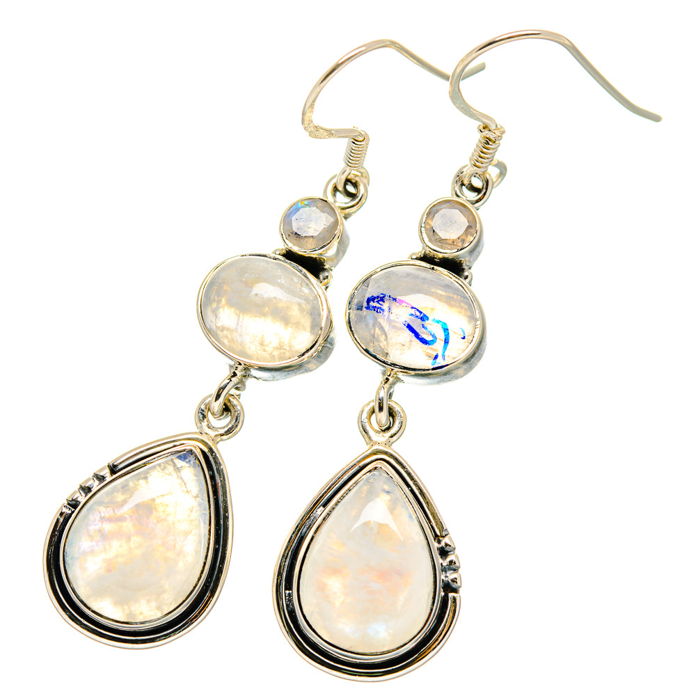 Rainbow Moonstone Earrings handcrafted by Ana Silver Co - EARR421135