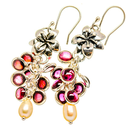 Garnet, Cultured Pearl Earrings handcrafted by Ana Silver Co - EARR421148