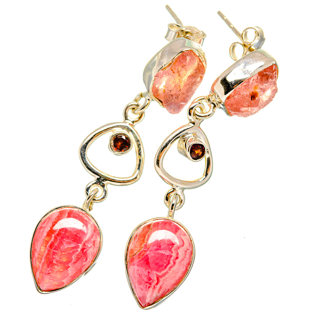 Rhodochrosite, Garnet Earrings handcrafted by Ana Silver Co - EARR421157
