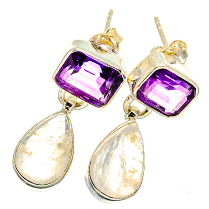 Rainbow Moonstone, Amethyst Earrings handcrafted by Ana Silver Co - EARR421158