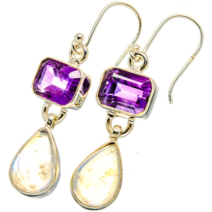 Rainbow Moonstone, Amethyst Earrings handcrafted by Ana Silver Co - EARR421170