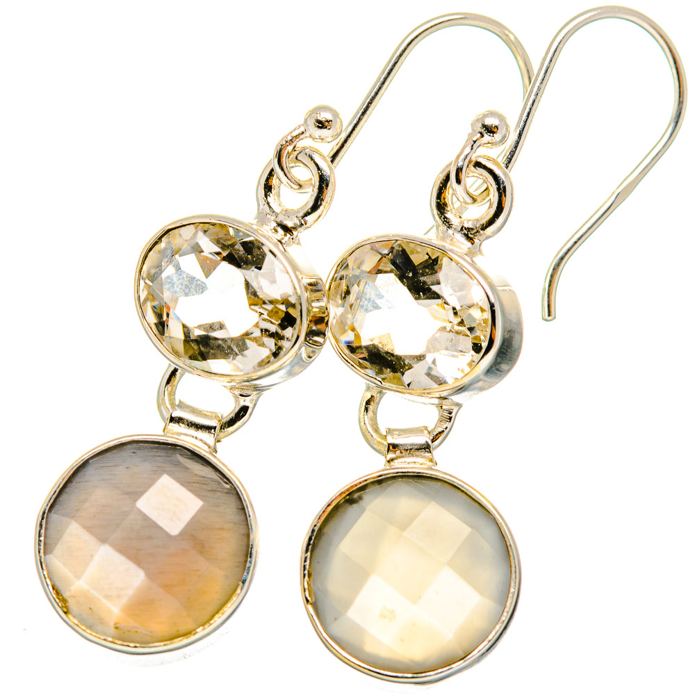 Moonstone, White Quartz Earrings handcrafted by Ana Silver Co - EARR421174
