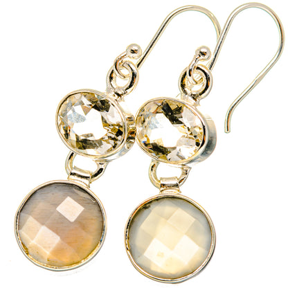 Moonstone, White Quartz Earrings handcrafted by Ana Silver Co - EARR421174