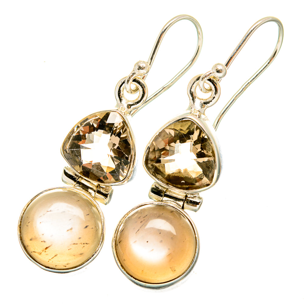 Moonstone, White Quartz Earrings handcrafted by Ana Silver Co - EARR421197