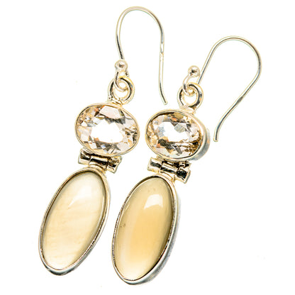 Moonstone, White Quartz Earrings handcrafted by Ana Silver Co - EARR421205