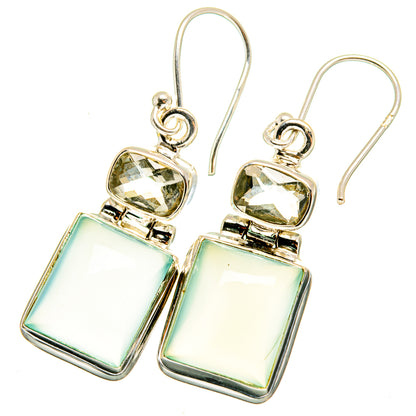 Aqua Chalcedony, White Quartz Earrings handcrafted by Ana Silver Co - EARR421206