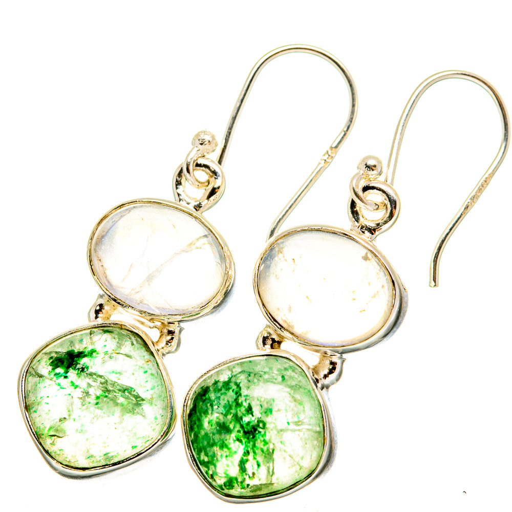 Green Aventurine, Rainbow Moonstone Earrings handcrafted by Ana Silver Co - EARR421211