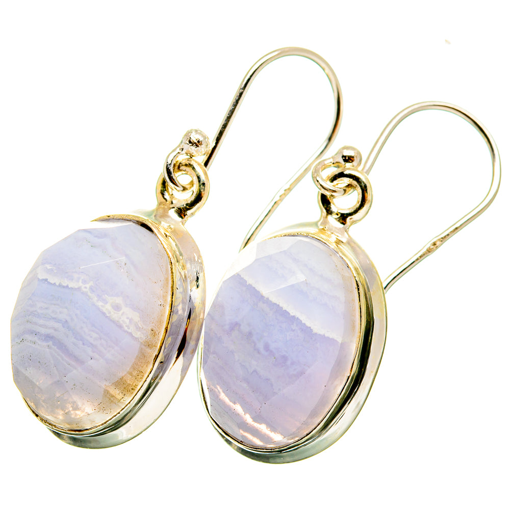 Blue Lace Agate Earrings handcrafted by Ana Silver Co - EARR421213