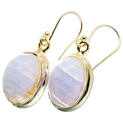 Blue Lace Agate Earrings handcrafted by Ana Silver Co - EARR421213