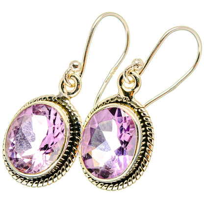 Oval amethyst dangle earrings with sterling-silver oval settings and faceted purple stones