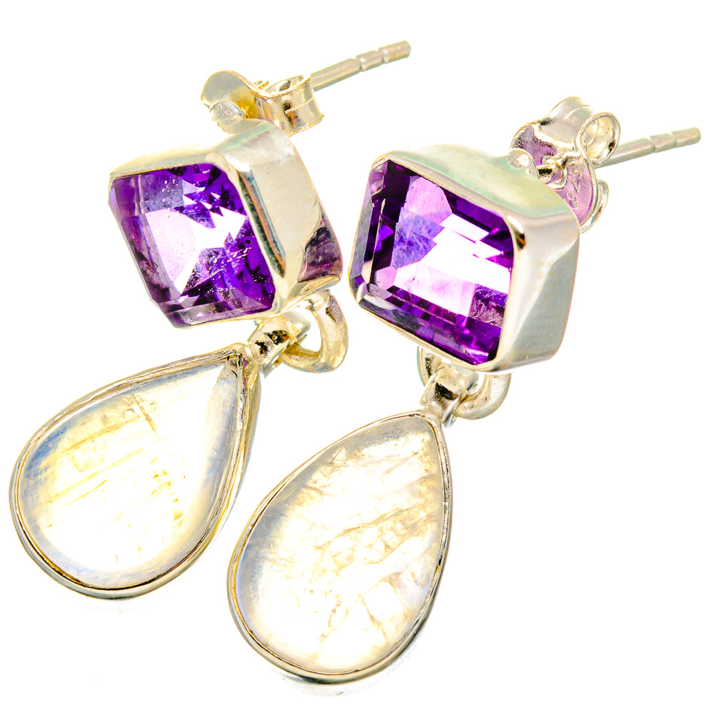Rainbow Moonstone Earrings handcrafted by Ana Silver Co - EARR421250