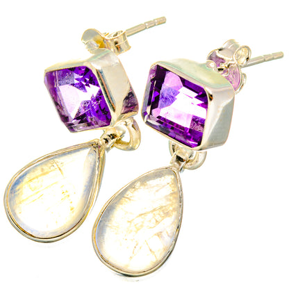 Rainbow Moonstone Earrings handcrafted by Ana Silver Co - EARR421250