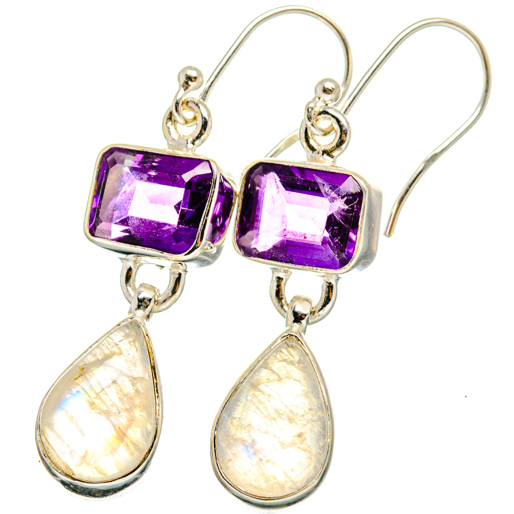 Rainbow Moonstone Earrings handcrafted by Ana Silver Co - EARR421268