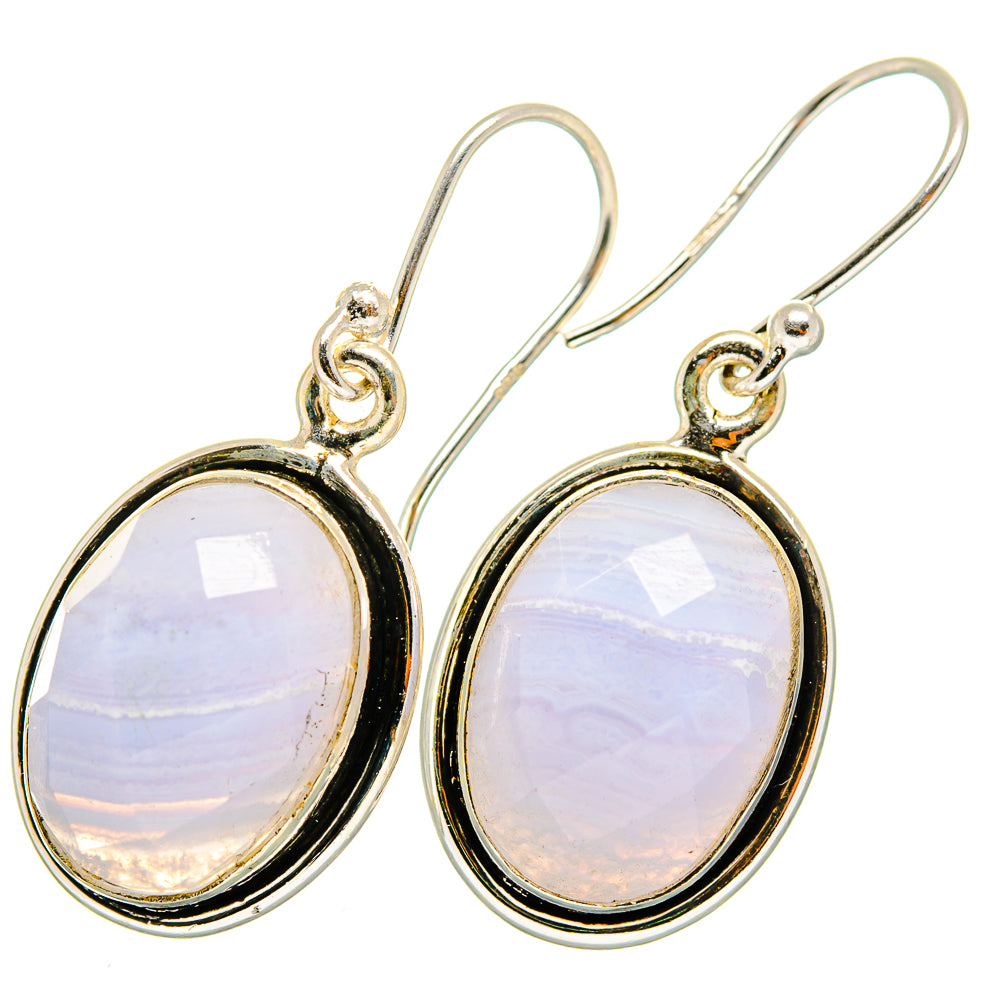 Blue Lace Agate Earrings handcrafted by Ana Silver Co - EARR421281
