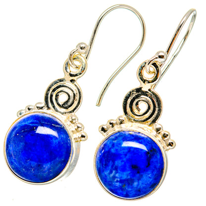 925 sterling silver drop earrings with round blue lapis lazuli stones and halo detail