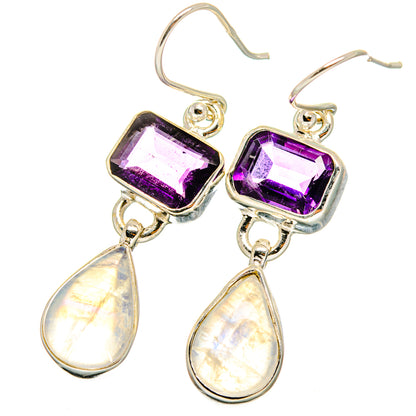 Rainbow Moonstone Earrings handcrafted by Ana Silver Co - EARR421314