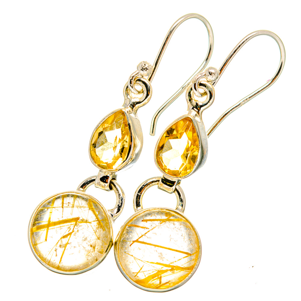 Rutilated Quartz Earrings handcrafted by Ana Silver Co - EARR421335