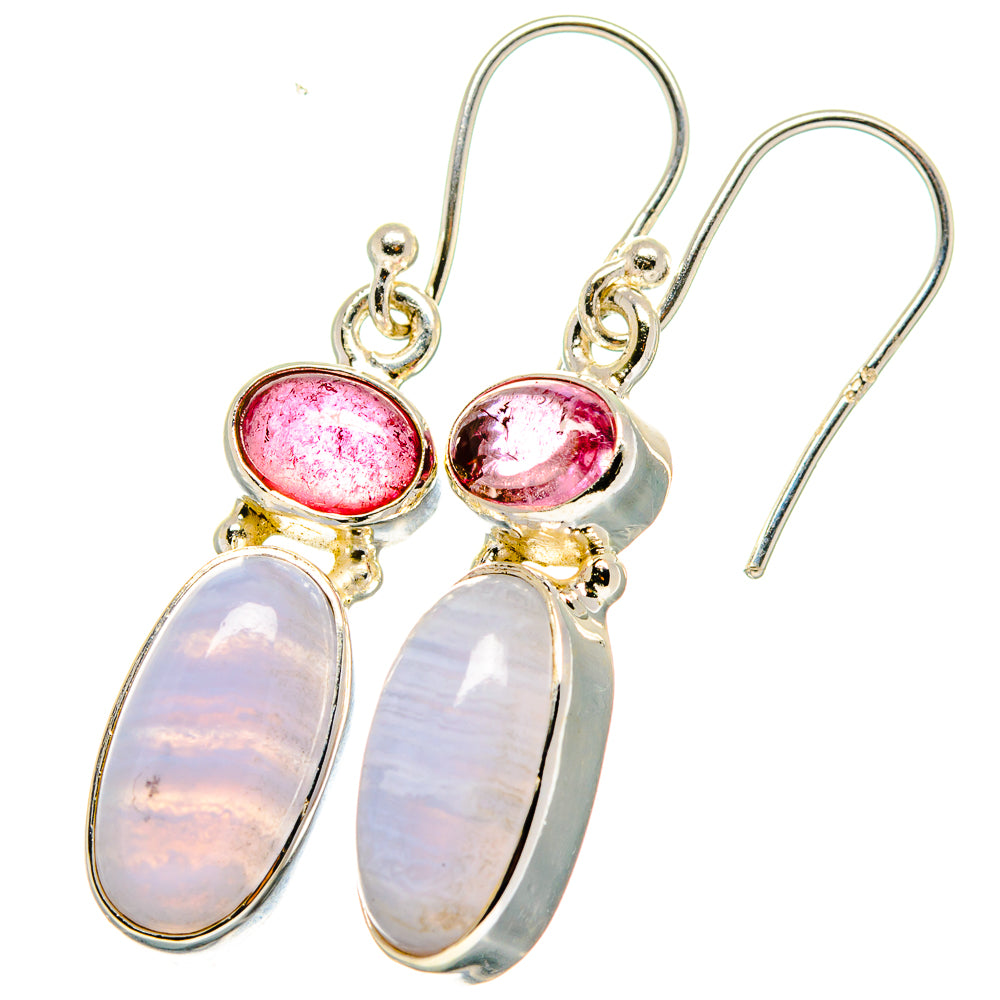 Blue Lace Agate Earrings handcrafted by Ana Silver Co - EARR421357