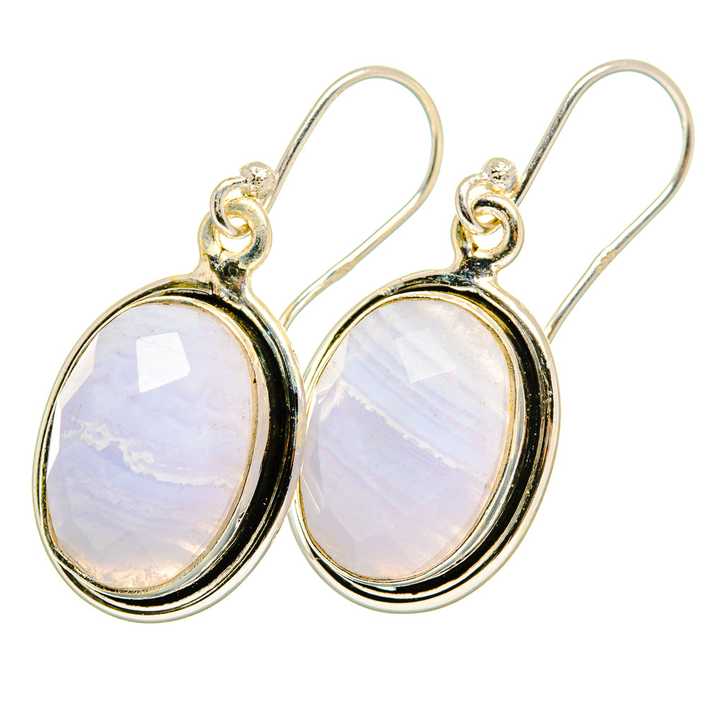 Blue Lace Agate Earrings handcrafted by Ana Silver Co - EARR421445