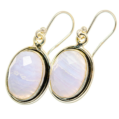 Blue Lace Agate Earrings handcrafted by Ana Silver Co - EARR421445