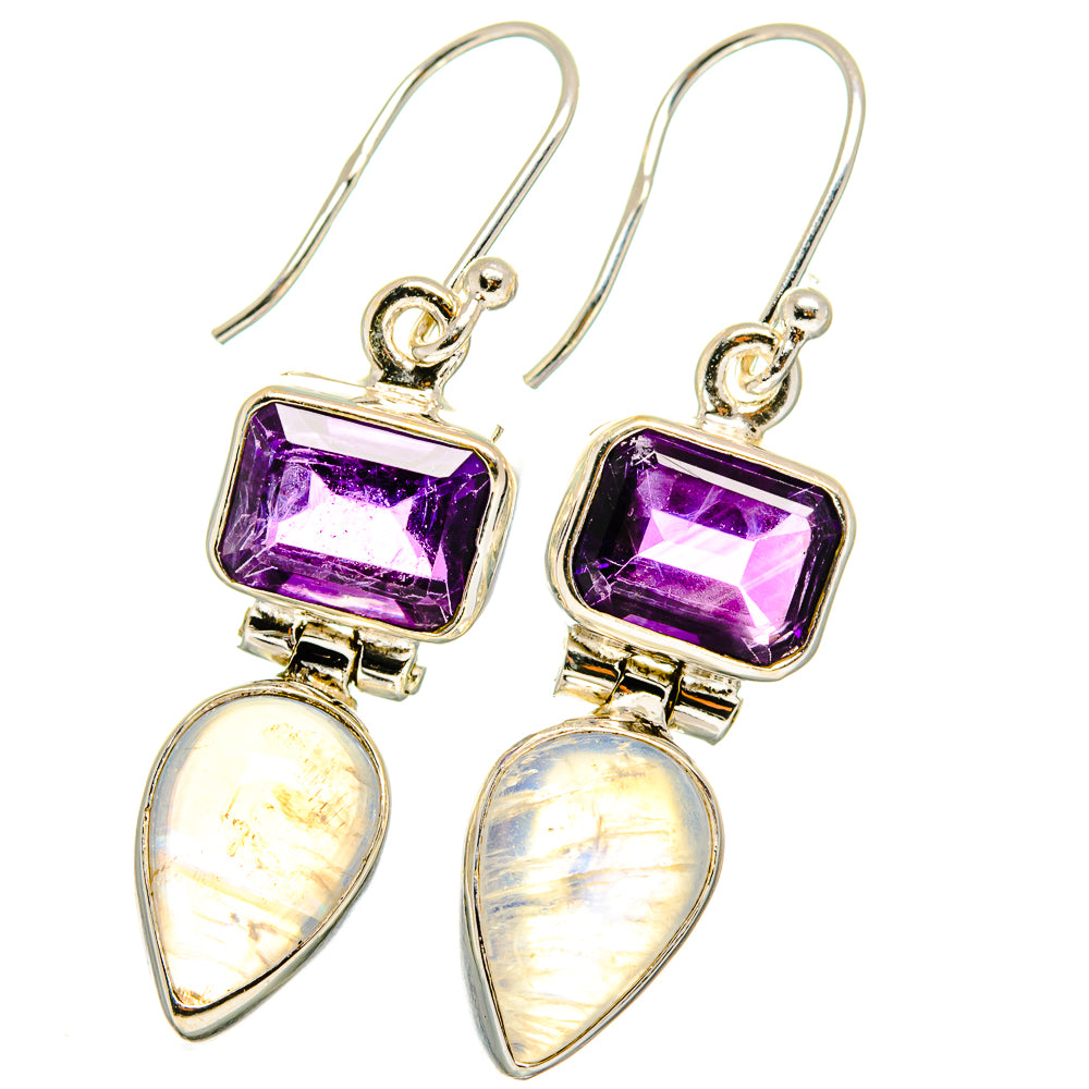Rainbow Moonstone Earrings handcrafted by Ana Silver Co - EARR421473