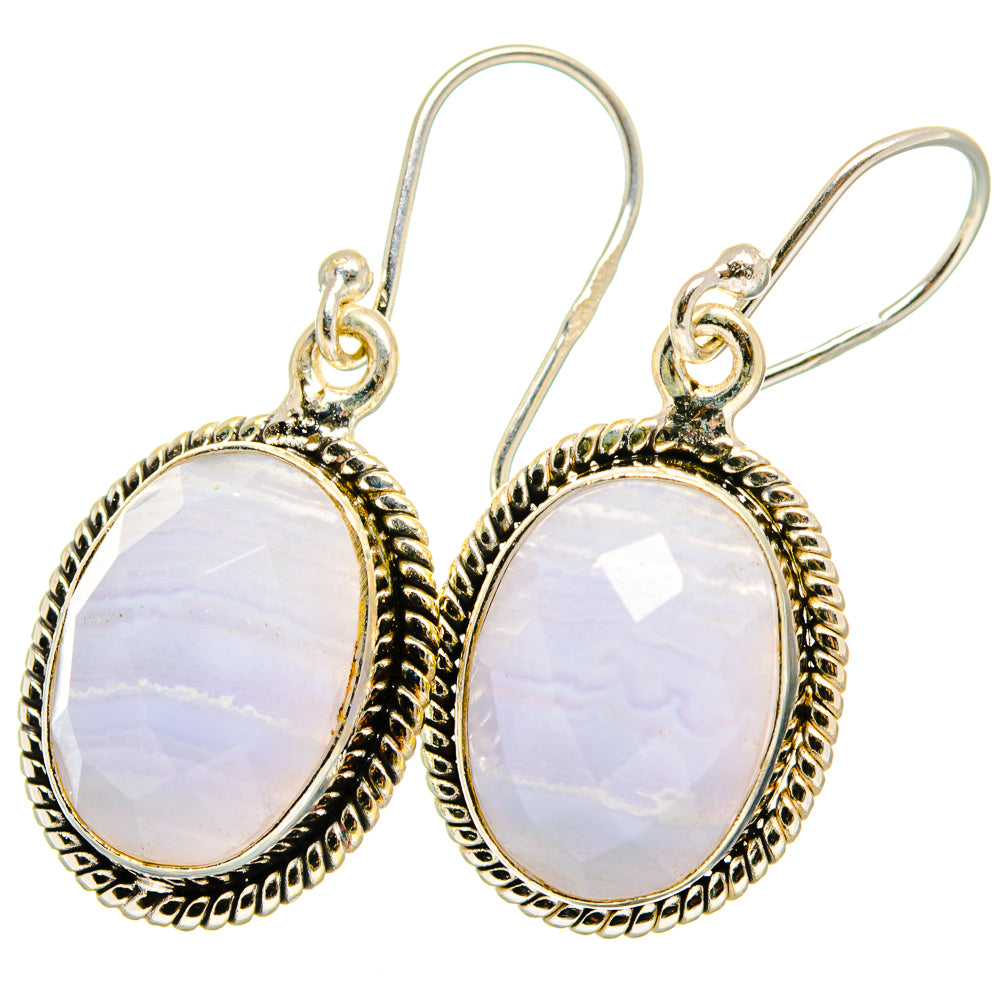 Blue Lace Agate Earrings handcrafted by Ana Silver Co - EARR421478