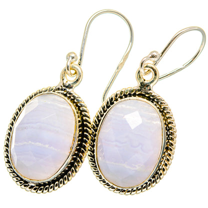 Blue Lace Agate Earrings handcrafted by Ana Silver Co - EARR421478