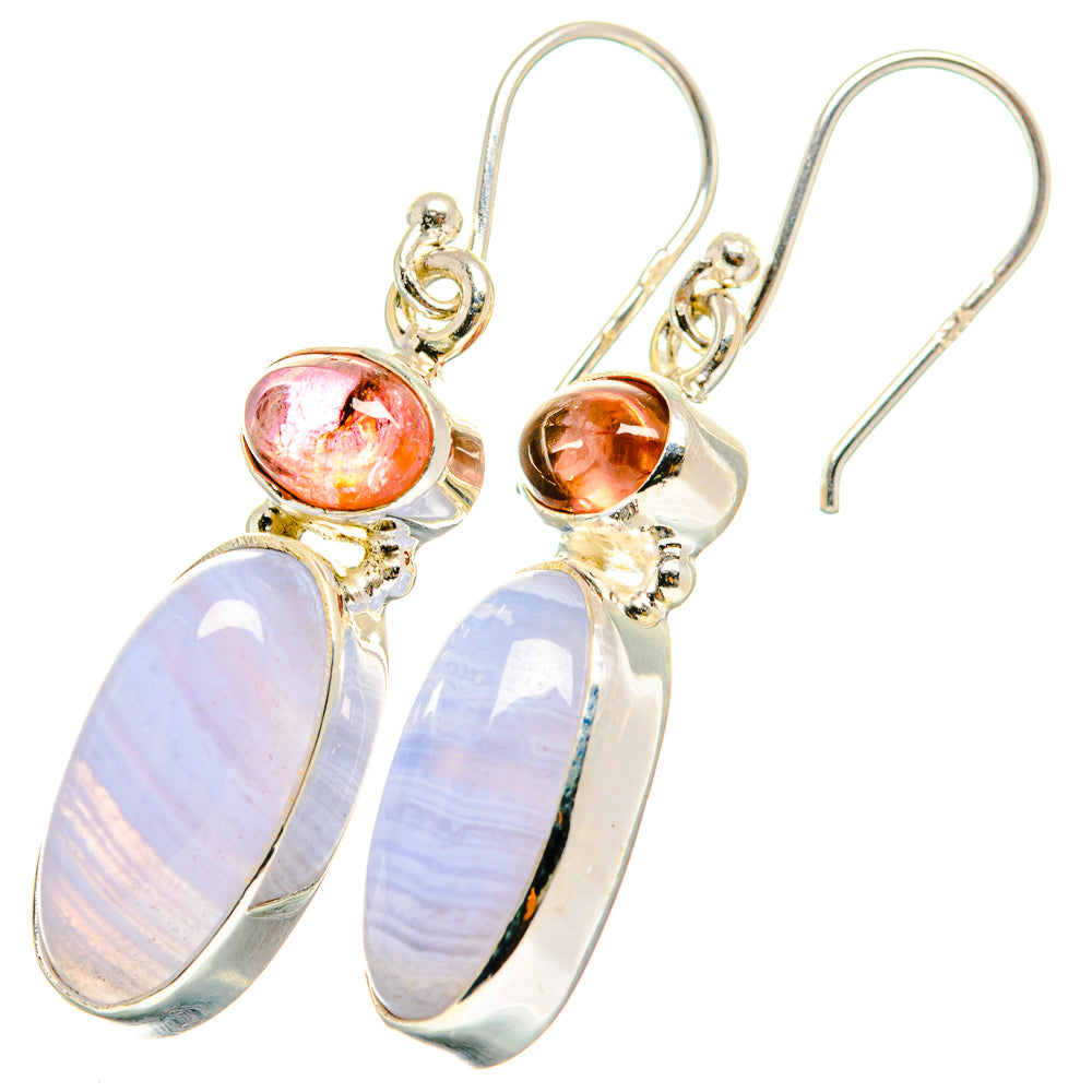 Blue Lace Agate Earrings handcrafted by Ana Silver Co - EARR421505