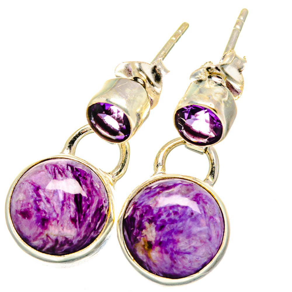 Charoite Earrings handcrafted by Ana Silver Co - EARR421517